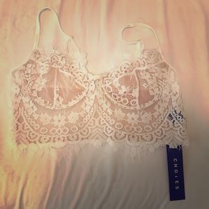 White and nude eyelash bralette