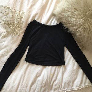 Topshop navy long sleeve crop top. Form fit