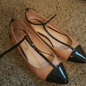 Cute leather t strap flats