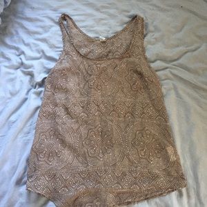 old navy tan and white floral tank