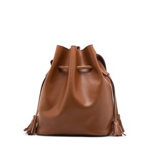 Mini Leather Bucket Bag - Brown