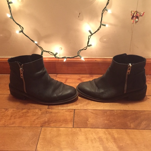 Black Leather Ankle Boots