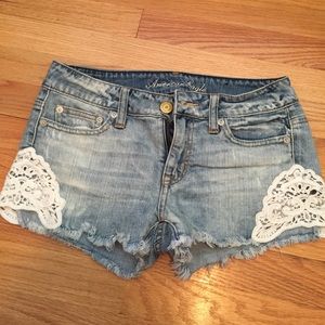 American Eagle lace trim jean shorts