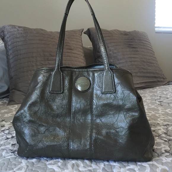 Coach Handbags - Coach Gray Patent Shoulder Bag