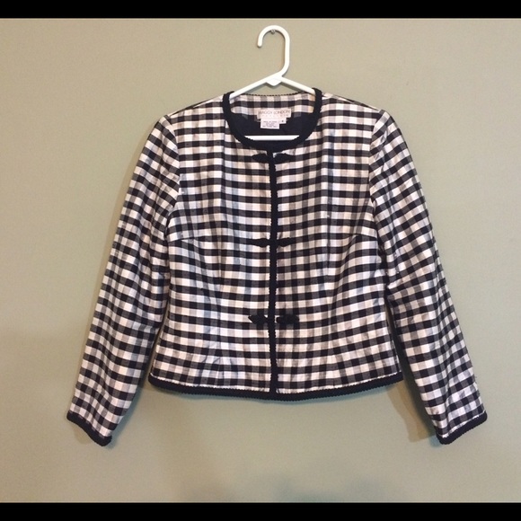 Vintage silk black/white plaid blazer