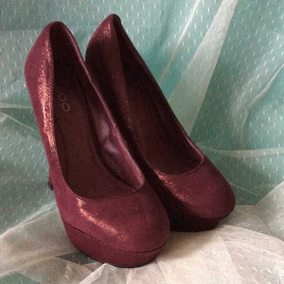 Ruby metallic platform heels
