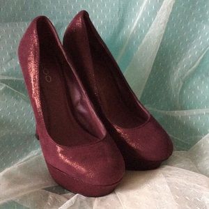 Ruby metallic platform heels