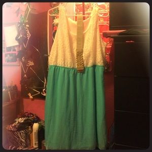 Teal dress that's come with a belt