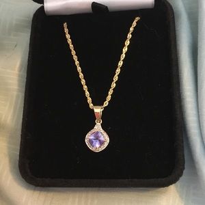 10K yellow gold tanzanite/diamond necklace