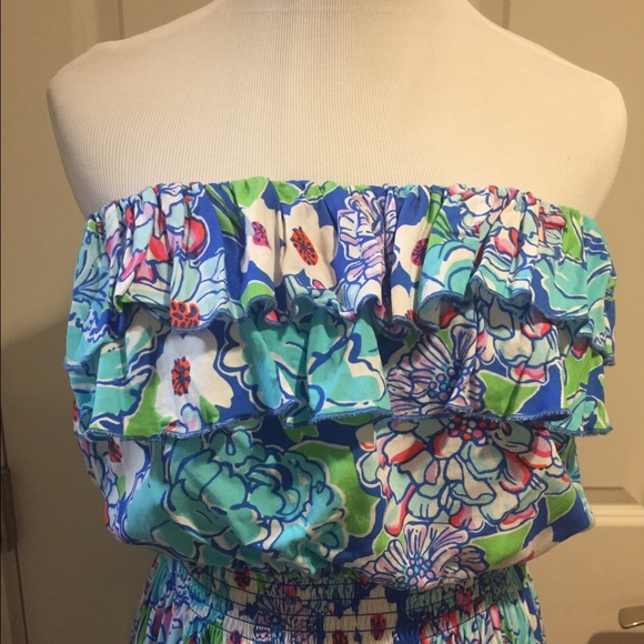 Strapless Lilly Pulitzer Ruffle Dress - Picture 3 of 4