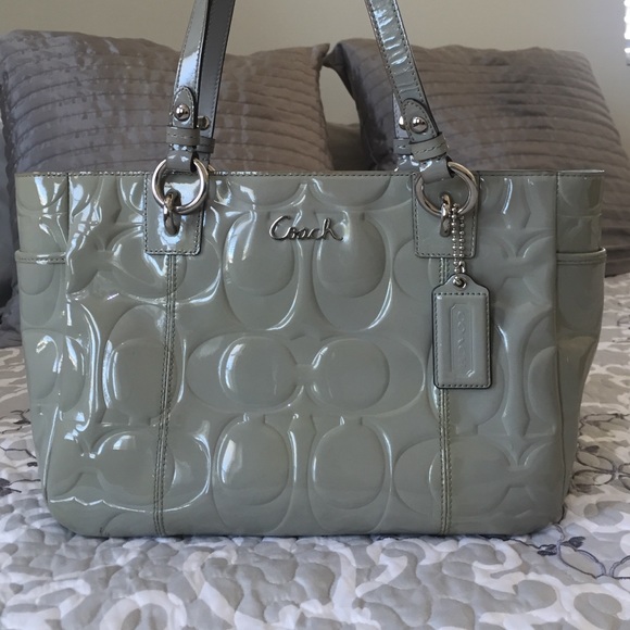 Coach Handbags - Coach Patent Grey Tote Bag