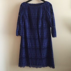 Blue Lace Dress 3/4 Sleeves