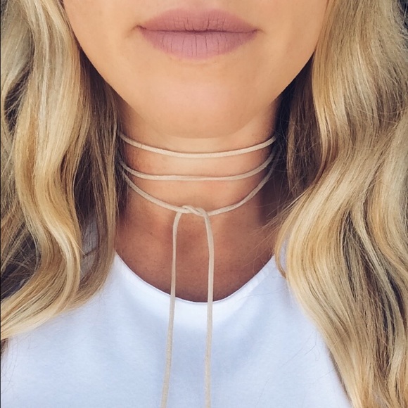 Jewelry - *Real Suede Cream Long layered choker