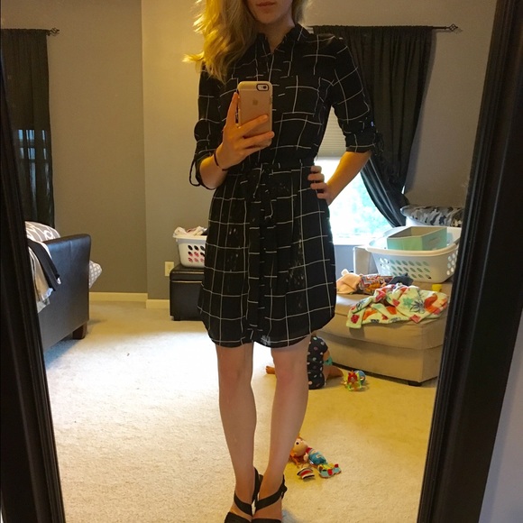 Black and white shirt dress
