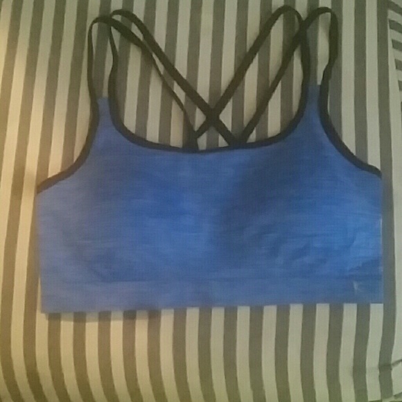 Blue strappy sport bra