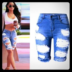 Women Elastic Hole Leggings Short Pants