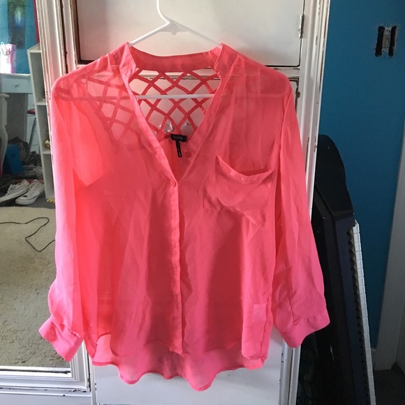 pink button up shirt