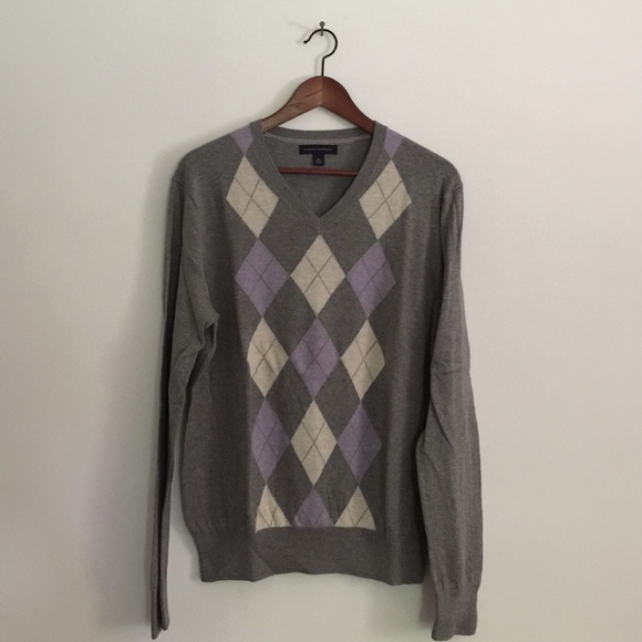 Mens banana republic argyle v-neck sweater size M.