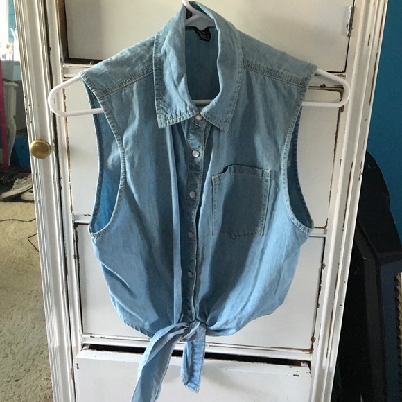 forever 21 faux denim crop top