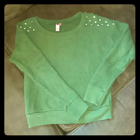 Dark green, olive -studded sweater