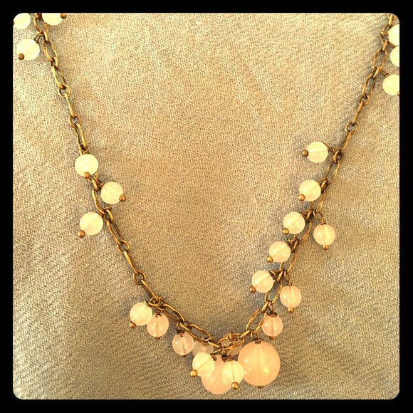 J Crew Antique Pink & Gold Looking Finish Necklace