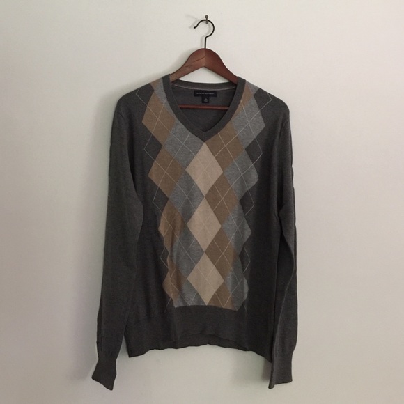 Mens banana republic argyle v-neck sweater size M.
