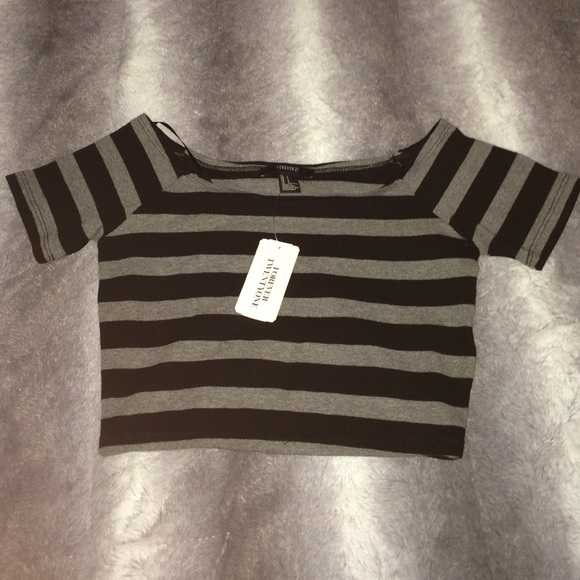 Off the shoulder black and grey shirt