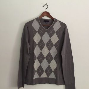 Mens banana republic argyle v-neck sweater size M.