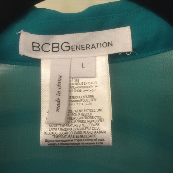 Sheer teal button down blouse - Picture 2 of 3