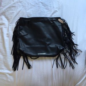 Victoria's Secret Black String Bag with Fringe