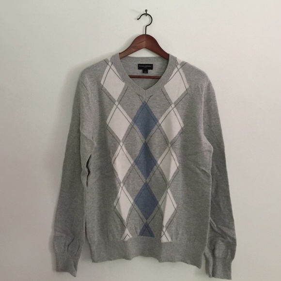 Mens banana republic argyle v-neck sweater size M.