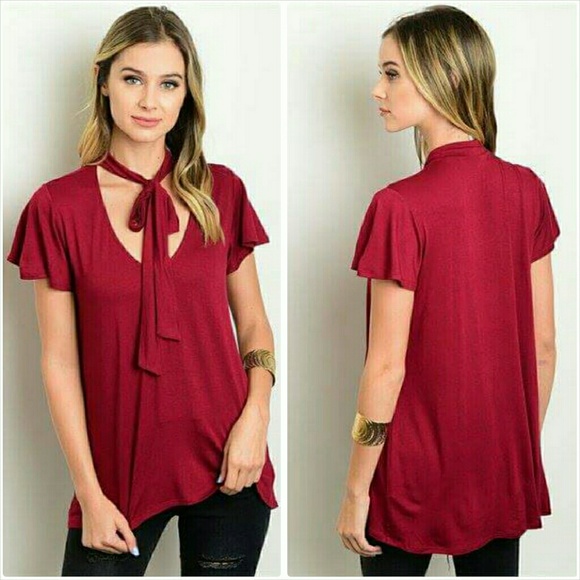 Short sleeve tunic top tie neck NWT