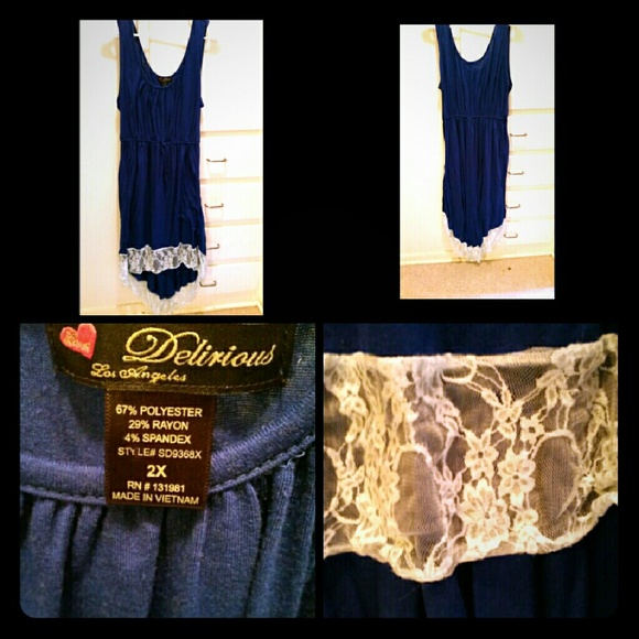 Blue and white high-low dress 2X