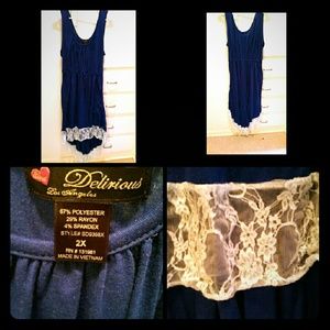 Blue and white high-low dress 2X