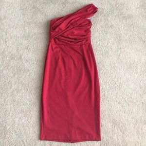 ASOS One Shoulder Red Midi Dress