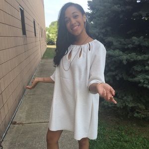 White Dress with Gold Chain