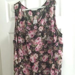Torrid Size 5 Floral Sheer Hi-Lo Tank Top