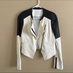 Black and White Faux Leather Jacket