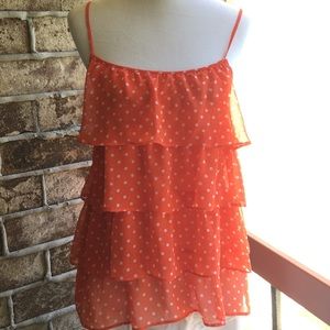 Orange with White Polka Dot Tank Top