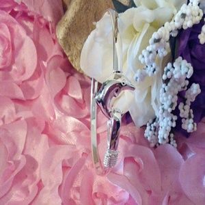 925 Sterling Silver Dolphin Tail Hook Bracelet