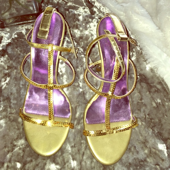 Michael Antonio gold and sequin dress shoes