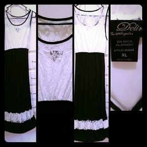Long black and white lace maxi dress