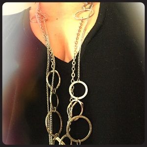 Long silver circle necklace