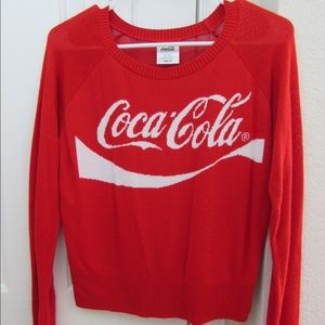red and white coca cola long sleeve sweater