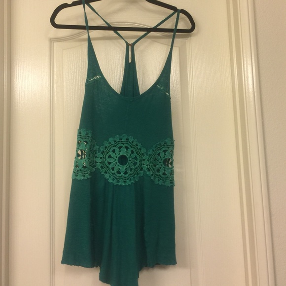 Teal lace Free People Tank