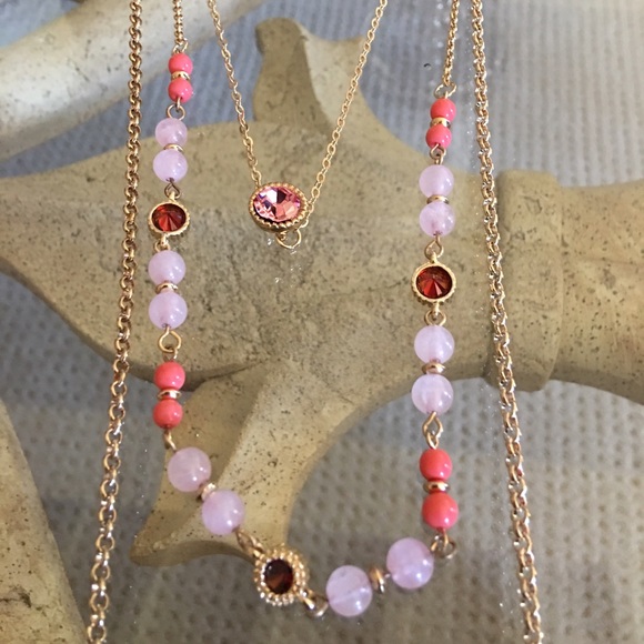 Semi Precious Stone Layered Necklace - Picture 2 of 3