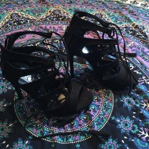 Black lace up heels. Size 7