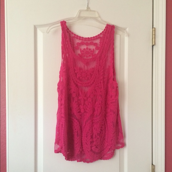Urban Outfitters Tops - Lace pink scalloped top.