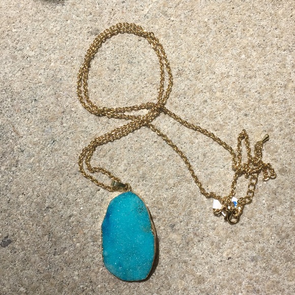 Boho Motivations Jewelry - Blue Agate Druzy Necklace