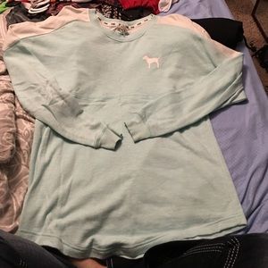 Victoria's Secret pink mint green varsity crew